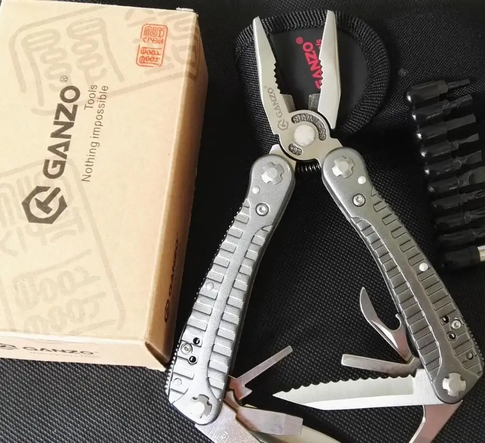 Колесные GANZO G105, многоцелевые плоскогубцы, инструмент для кемпинга, EDC, спасательное оборудование, Синие складные комбинированные плоскогубцы, инструмент - Цвет: G105 with box