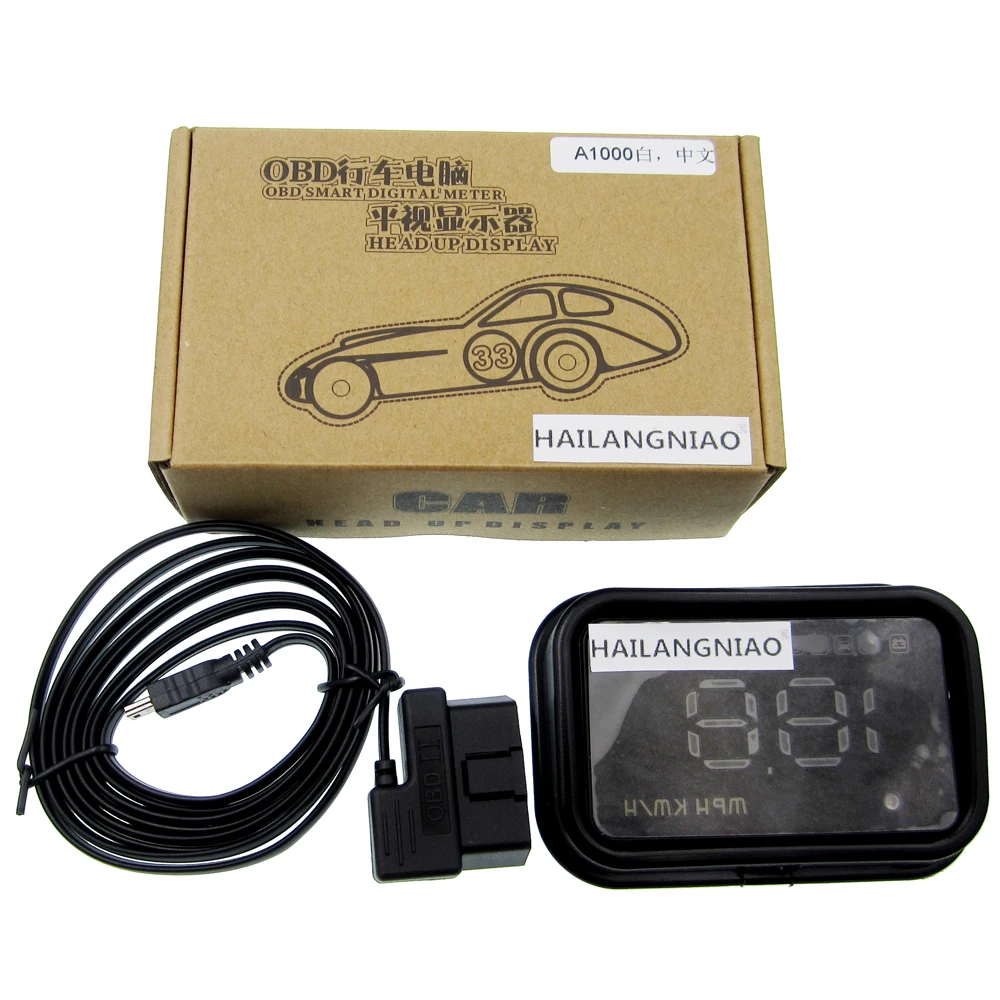 

Head Up Display A1000 3.5 inch for Speed Warning OBDII 16 Pin Diagnostic Head Up Display