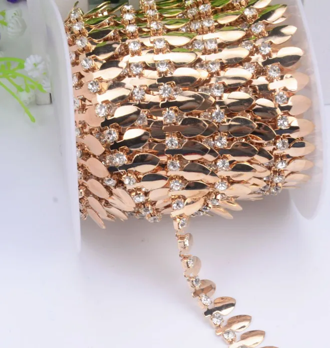 1 ярд/лот сусальное золото Стразы цепочки 5 см Ширина с украшением в виде