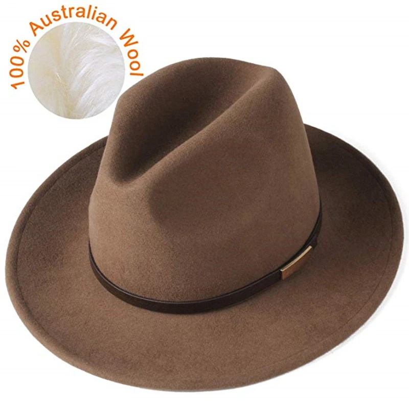 

Шляпа FURTALK с широкими полями для женщин и мужчин, винтажная фетровая шляпа из 100% австралийской шерсти, джазовая фетровая шляпа, зимняя женск...