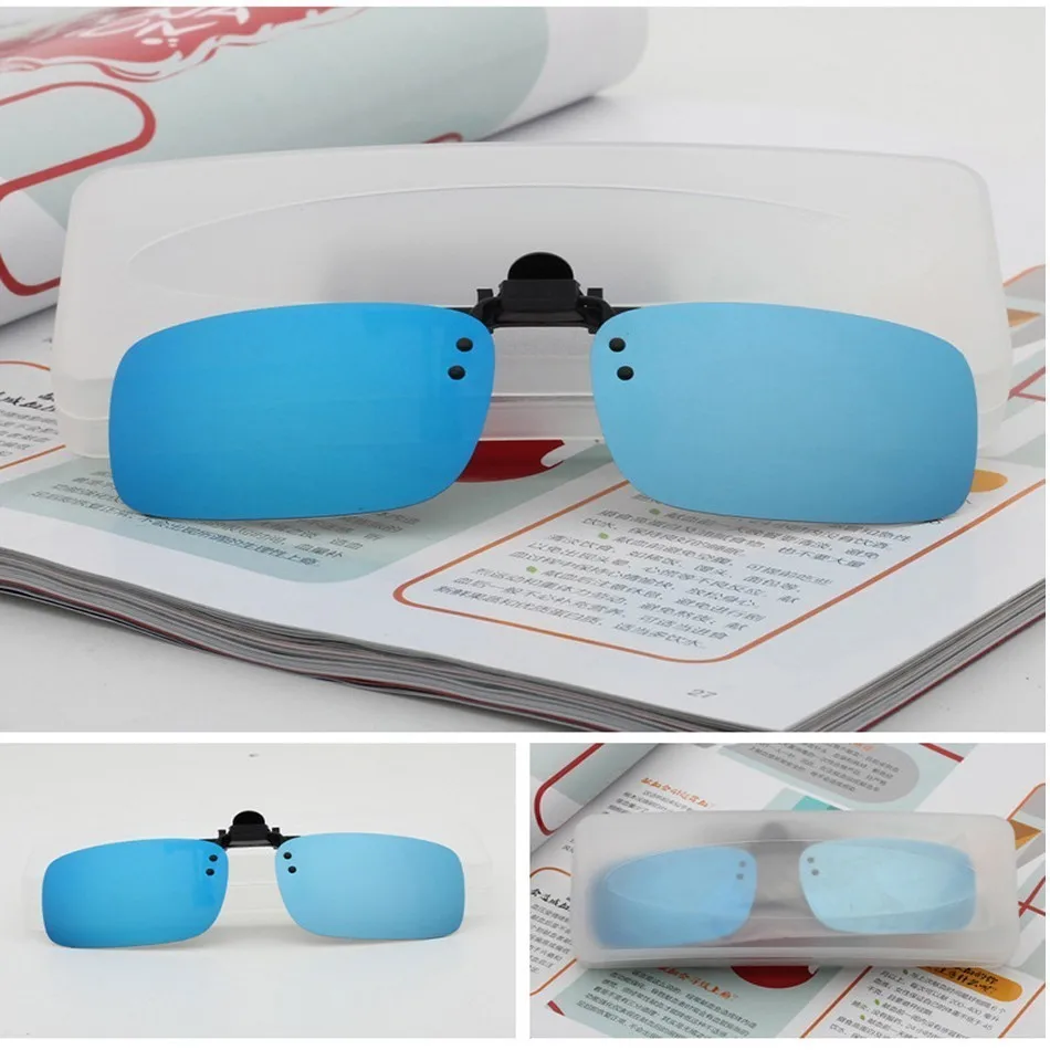 Square Light Blue Портативные солнцезащитные очки Флип-ап клип без очков для наружного велоспорта поляризационные очки MTB велосипед очки велосипед Рыбалка Вождение - Цвет: Square Light Blue