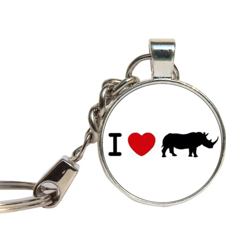 Rhinoceros брелок со стеклянным кабошоном World Rhino Day кольцо для ключей стеклянный купол