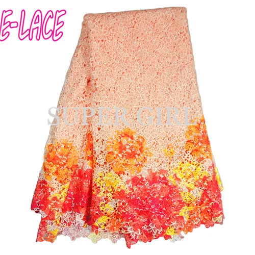 Высокое качество Африканский кружевной ткани для свадьбы 2017 полиэстер синий