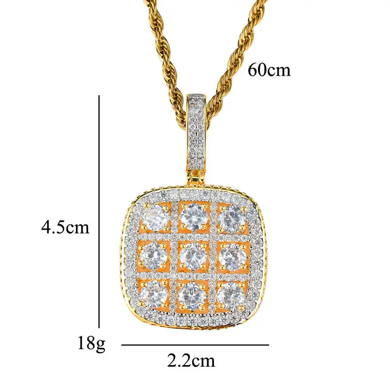 Кулон Bling в стиле хип хоп судоку медное микро паве с цирконом ААА ожерелье