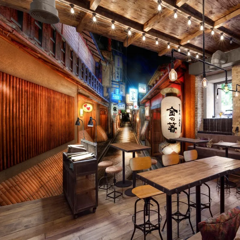 Прямая поставка! винтажные обои в стиле ретро уличная японская кухня суши дом для