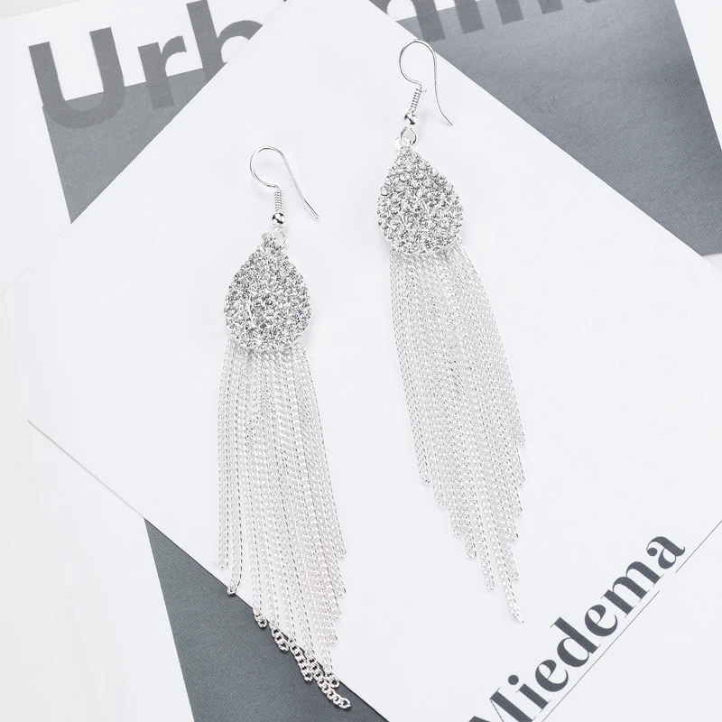Роскошные брендовые серьги с кисточками женские модные ювелирные изделия стразы