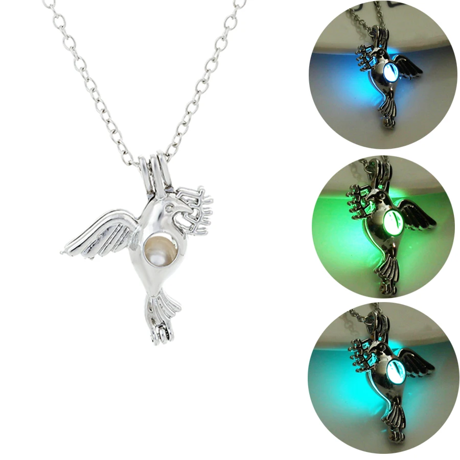 Новинка 2019 женское ожерелье светящееся в темноте с полыми птицами летучими