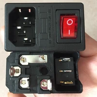 10pcs red light power rocker switch fused iec 320 c14 inlet power socket fuse switch connector plug 15a 250v b2