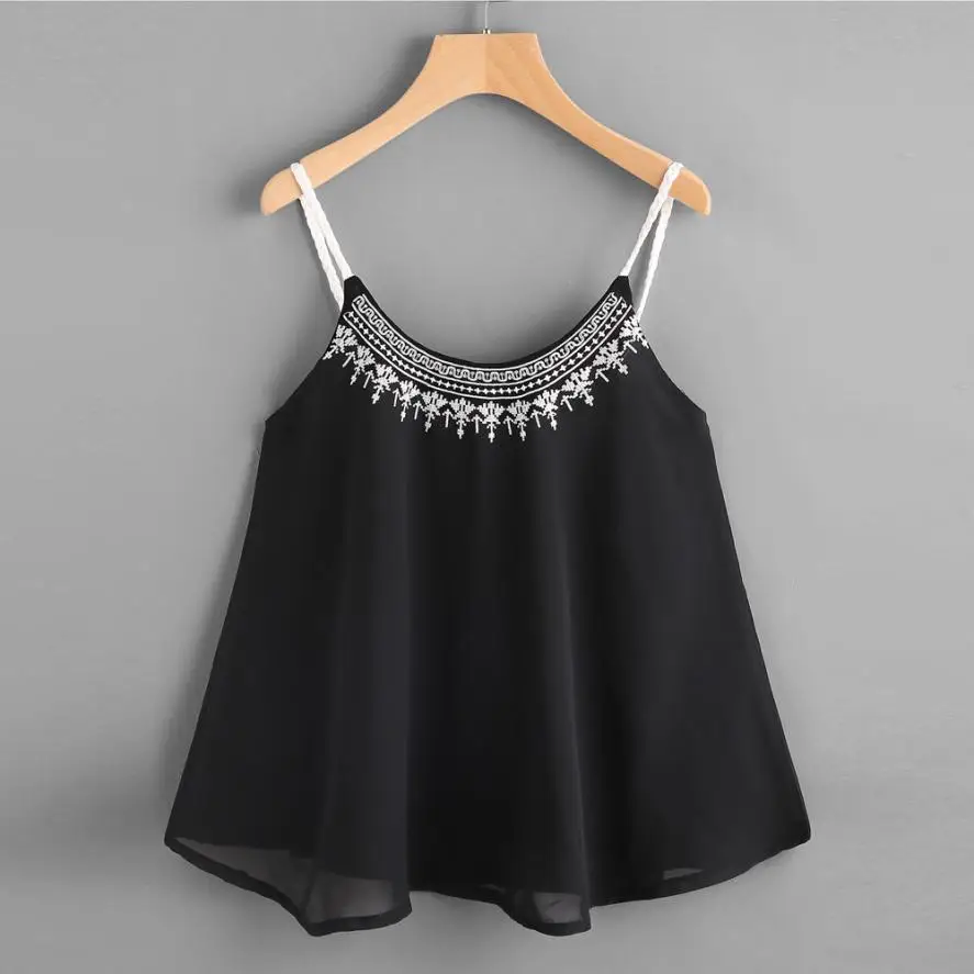 Feitong Boho Для женщин пикантные Топы Повседневное майка шифоновая блузка рубашка на бретельках Топы без косточек бюстгальтер майки регата feminina