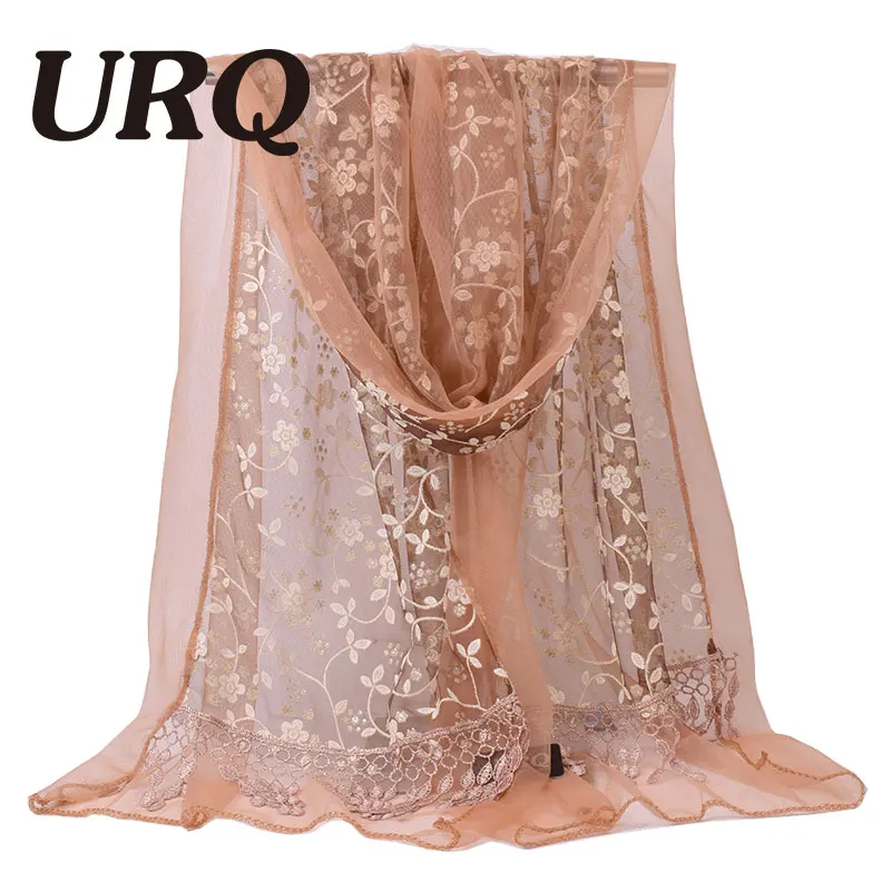 Кружевной шарф для женщин весенне осенний модный вышитый длинный из полиэстера