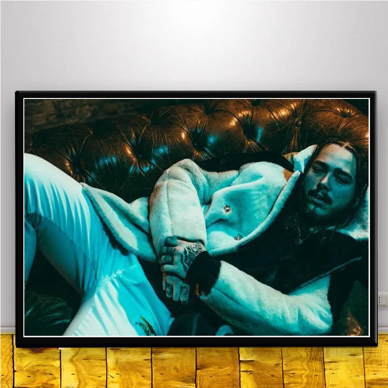 FX399 горячий пост Malone хип хоп рэпер художника музыка ПЕВЕЦ звезда изображение на заказ плакат Искусство Шелковый Холст домашняя, комнатная, настенная Печатный Декор - Цвет: Светло-зеленый