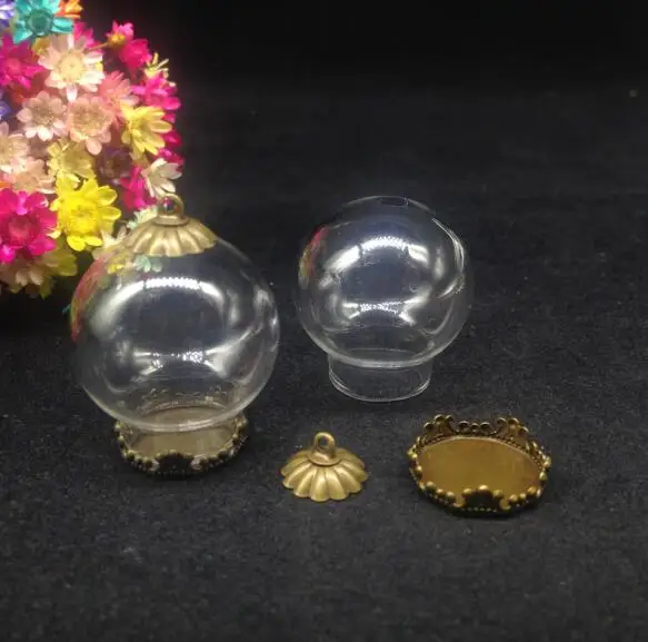 3pcs 25*15mm open mouth glass vial bubble dome 15mm flower tray DIY vials pendant wishing bottle jars necklace | Дом и сад