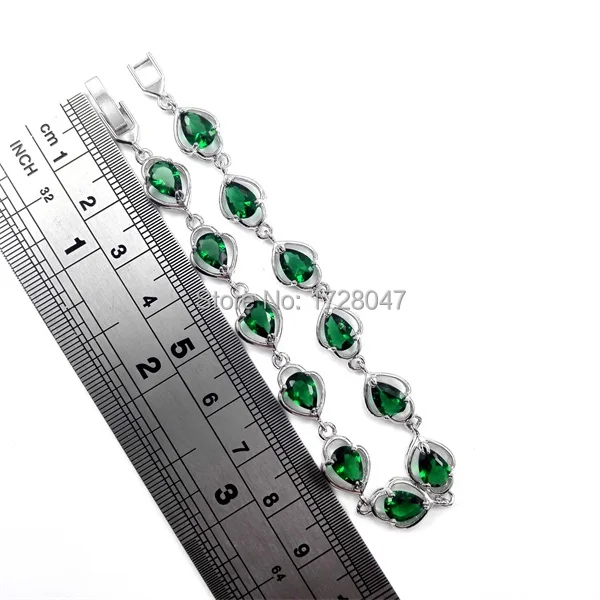 

Free Shipping! Fashion Rhodium Plated Bracelet Bangle Green Zircon Heart Bracelet