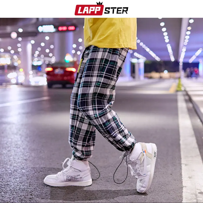 LAPPSTER мужские уличные клетчатые брюки для бега Pathchwork 2020 s Harajuku ремень хип хоп
