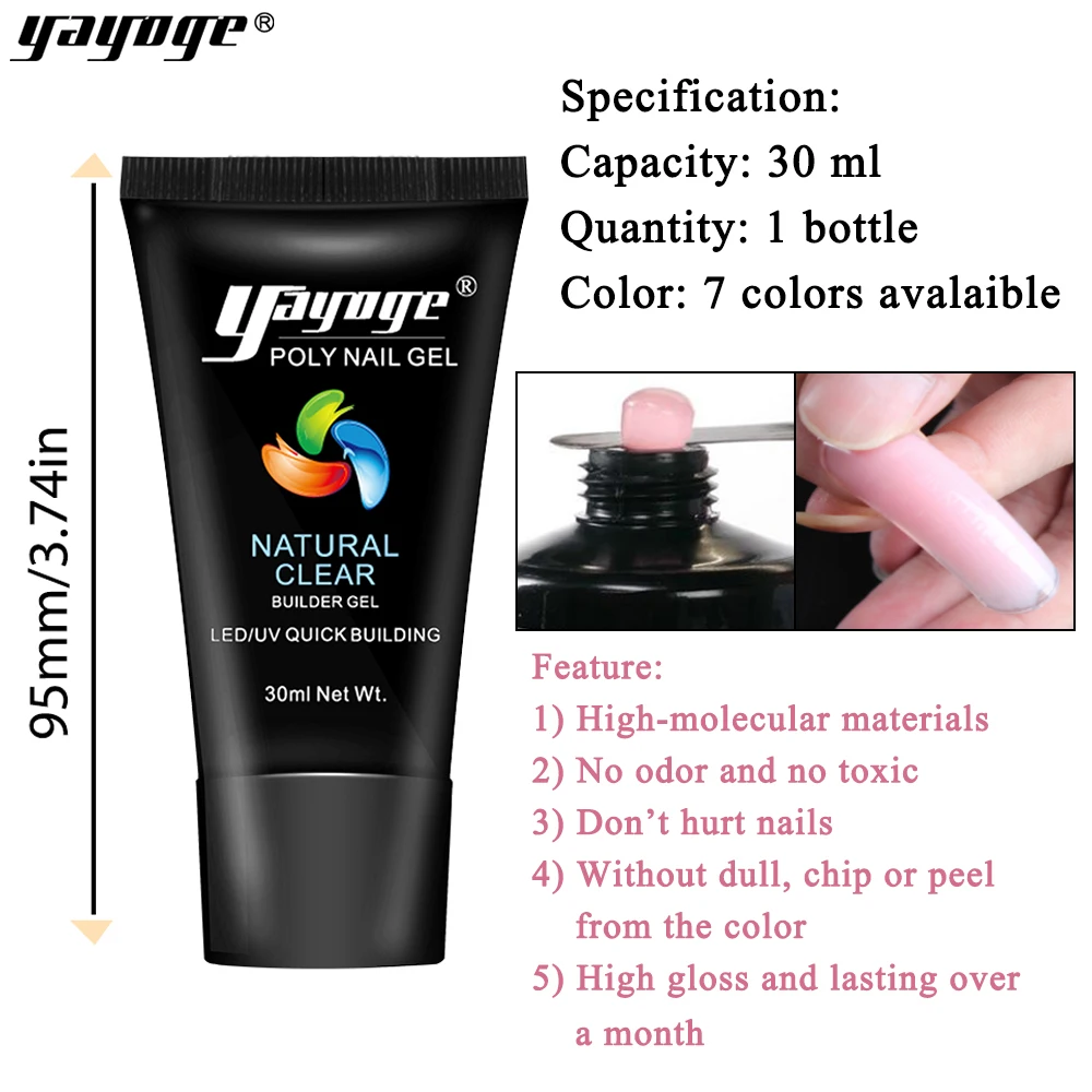 Yayoge поли гель Лаки набор УФ-гель для ногтей быстрое строительство Жесткий желе 7