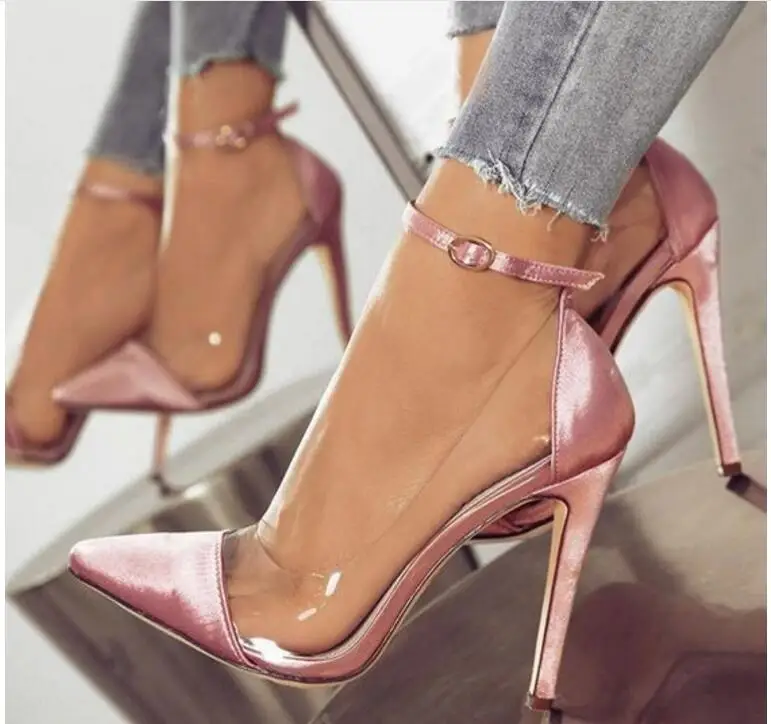 Zapatos Mujer Женские туфли лодочки на высоком тонком каблуке с пряжкой лодыжке