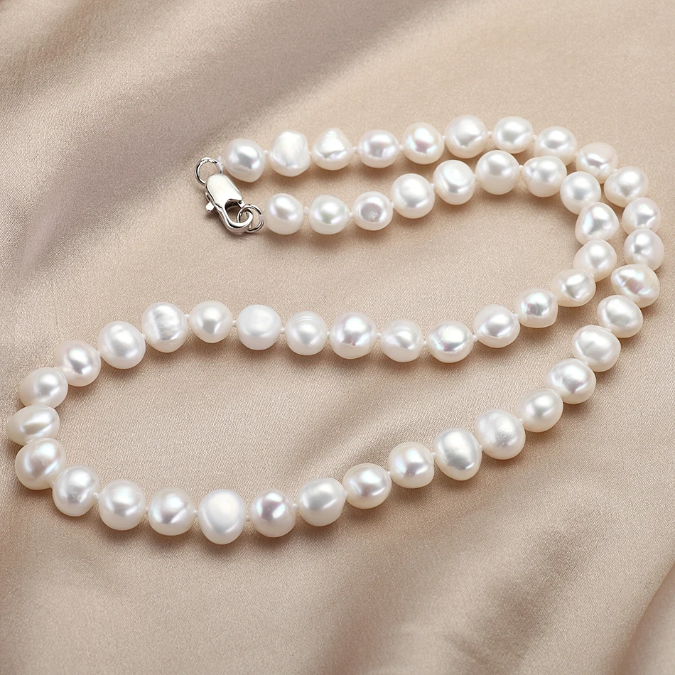 Некоторые изъяны белый натуральный барокко пресноводный жемчуг колье для женщин