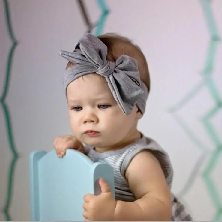 Новинка повязка для волос с двойным бантом детская хлопковая на голову маленьких