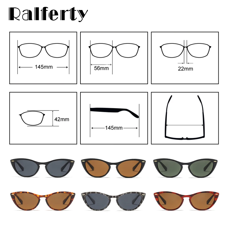 Женские солнцезащитные очки Ralferty Cat Eye Винтажные Солнцезащитные с небольшой