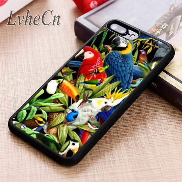 LvheCn чехол для телефона с экзотическим коллажем попугая птица iPhone 5 6 6s 7 8 plus X XR XS max