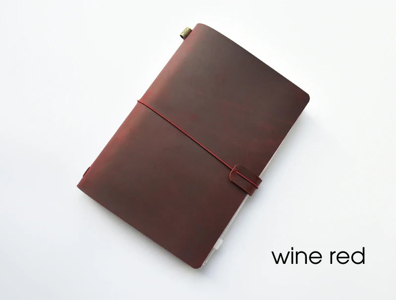 Wine Red MaoTu кожаный дневник многоразового использования для путешествий блокнот ручной работы из натуральной кожи дневник Бесплатные инициалы гравировка - Цвет: Wine Red