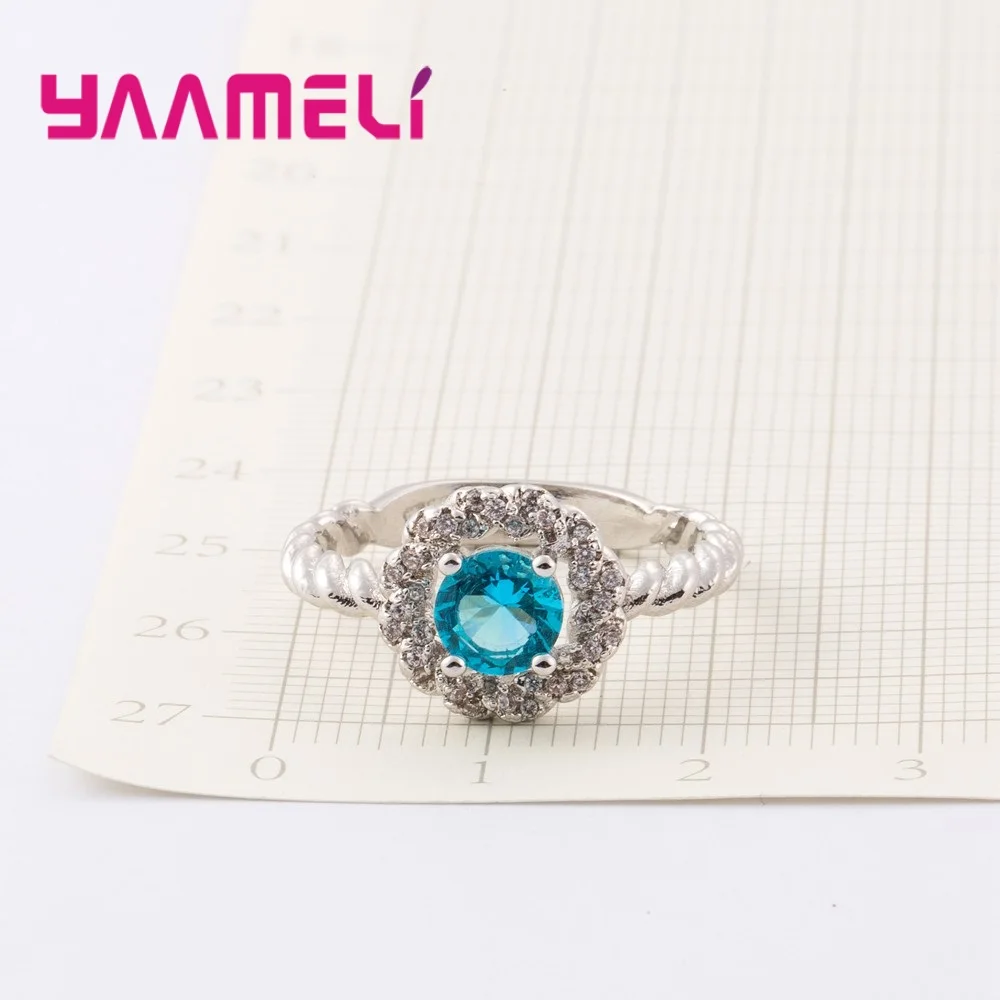 New Style Wedding Ring Top Quality Jewelry With Blue Clear Zirconia Stone 925 Sterling Silver Accessories Hot Sale | Украшения и