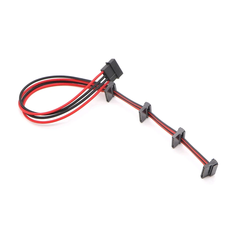 Многоцветная с одним рукавом IDE Molex 4Pin на 4x SATA 15Pin адаптер питания