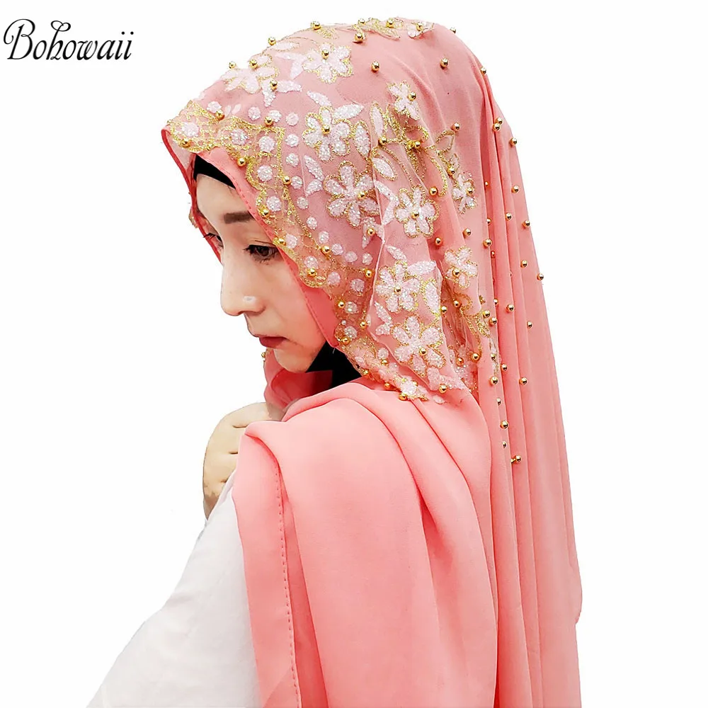 

BOHOWAII Fashion Women Jersey Hijab Islamic Muslim Scarf High Quality Chiffon Long Hijabs Saudi Arabia Headwear Turbante Mujer