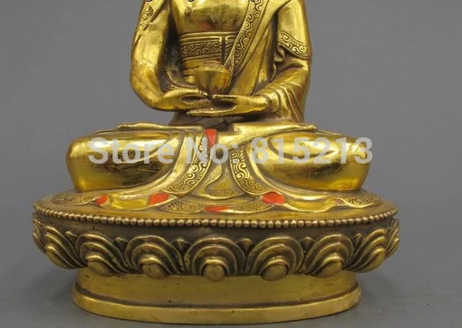 bi00947 12&quotTibet Buddhist Temple Refined Bronze Gild Amitayus Shakyamuni Buddha statue | Дом и сад