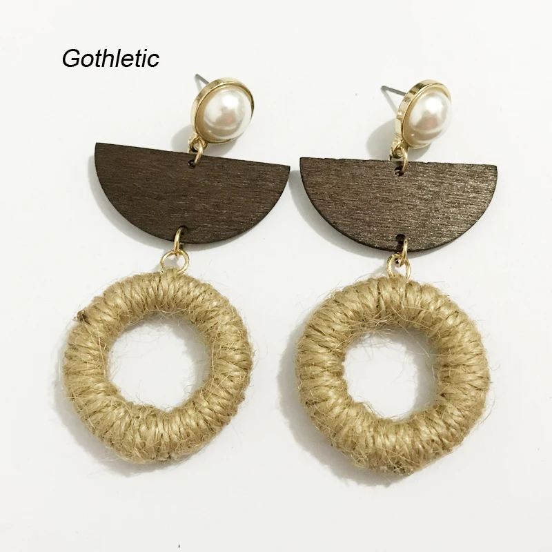 Женские Висячие серьги Gothletic Thread геометрические висячие с подвеской из дерева