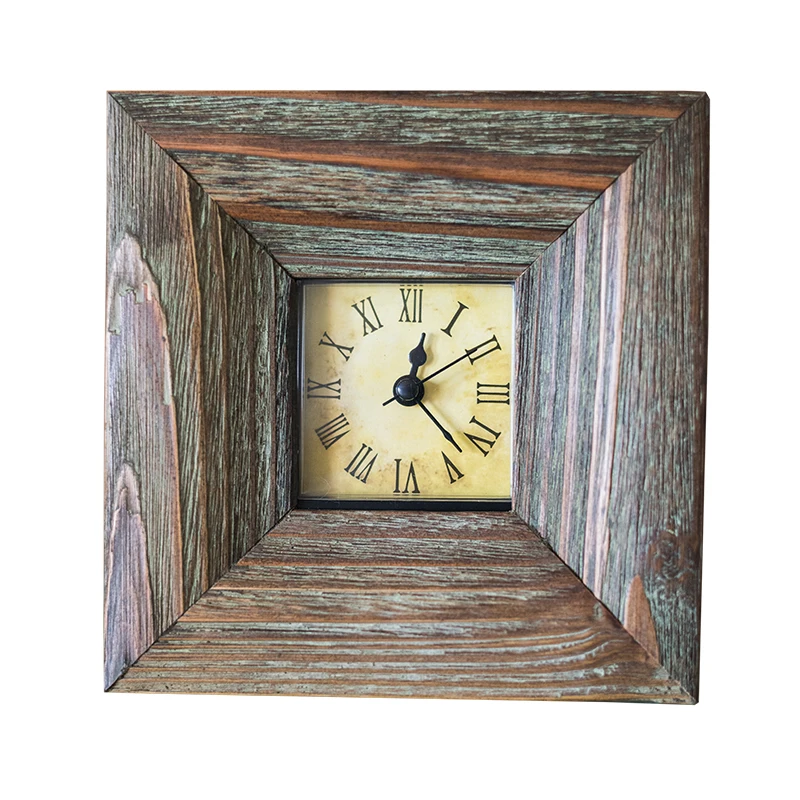

Solid wood frame decoration clock Ornaments Vintage silent bedside clock American European pastoral countryside