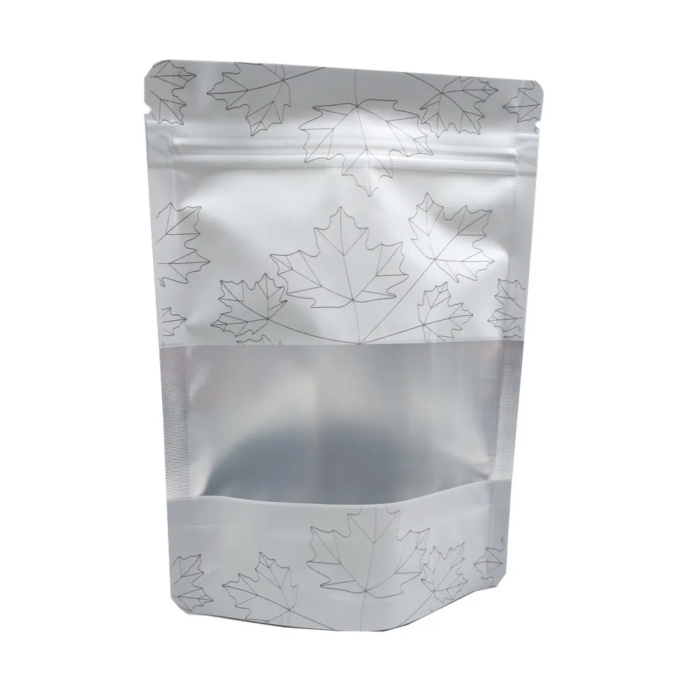 500Pcs/lot Colorful Maple Leaf Drawing Stand Up Window Aluminum Foil Ziplock Packing Bag Mylar Plastic Dry Flower Zipper Pouches | Дом и сад