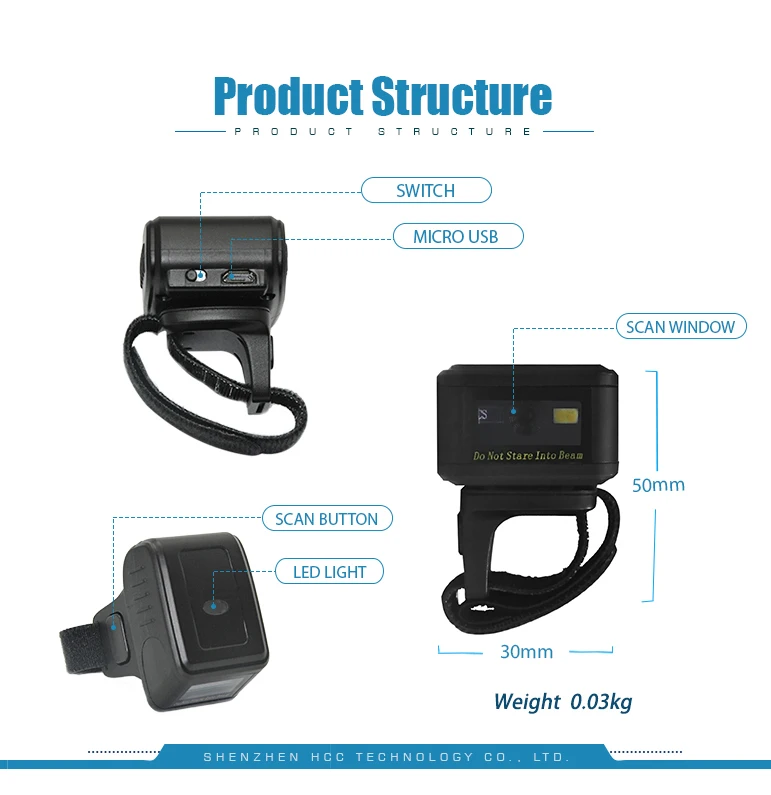 Горячая Bluetooth кольцо 2D сканер штрих кодов для Android Windows HID QR SPP код режима 1D