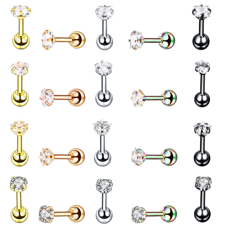 Стальные ушной хрящ для пирсинга 1 шт. серьги гантели с кристаллами Ювелирное