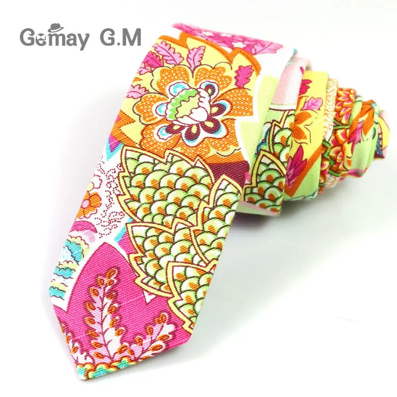 Галстук для мужчин из хлопка и льна новейший принт Модный классический мужской