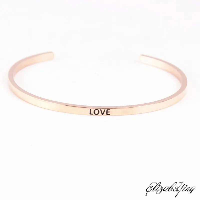 Браслет-мантра из нержавеющей стали LOVE с гравировкой вдохновляющий браслет