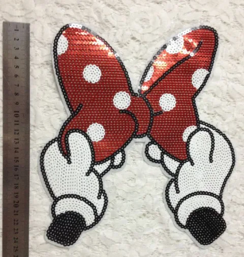 Большие вышитые блестки GUGUTREE нашивка с бантом блестящие нашивки для пальто