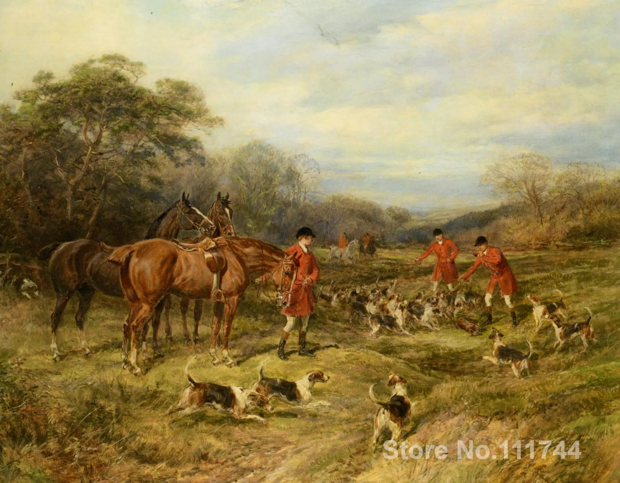 

Modern art painting Hunting Scene Heywood Hardy hunting dogs High quality Hand painted