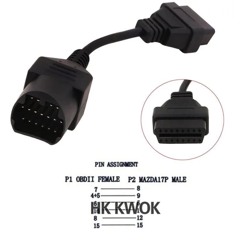 Кабель OBD 2 для Mazda 17 Pin OBD2 II кабель переходник на 16 контактный разъем