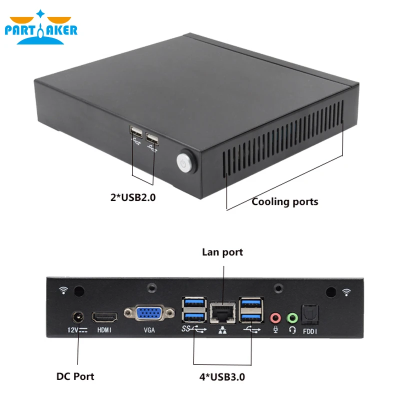 Мини компьютер Celeron J3160 мини ПК 12 В C5F 4 USB 3 0 с вентилятором|Мини ПК| |