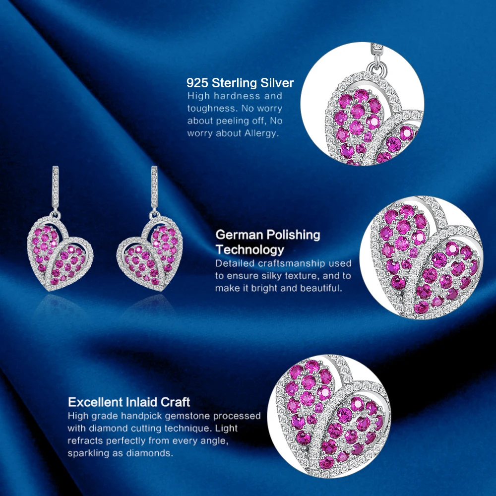 Женский кулон с рубином кольцо и серьги из серебра 925 пробы|jewelry sets|jewelry set silverjewelry