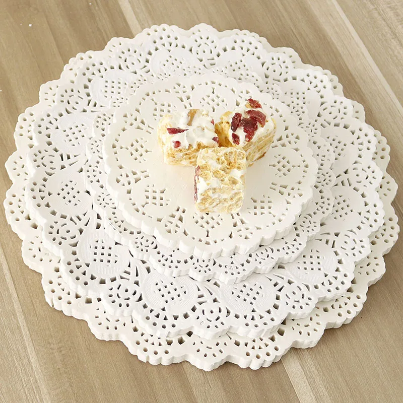 

9.5inch Eco-Friendly Grease-Proof Beige Paper Doilies For Party Wedding Christmas Table Decorative Cake Holder 9.5" 240mm 100pcs