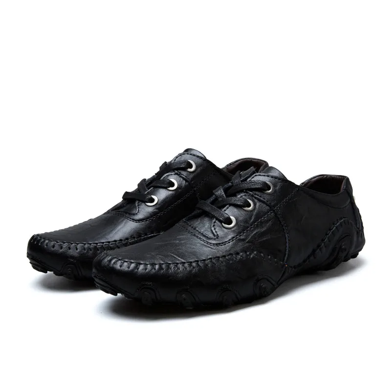High Quality Men Casual Shoes Winter Leather Mens Loafers Comfortable Lace Up Flat Driving Plus Size 38-48 | Обувь