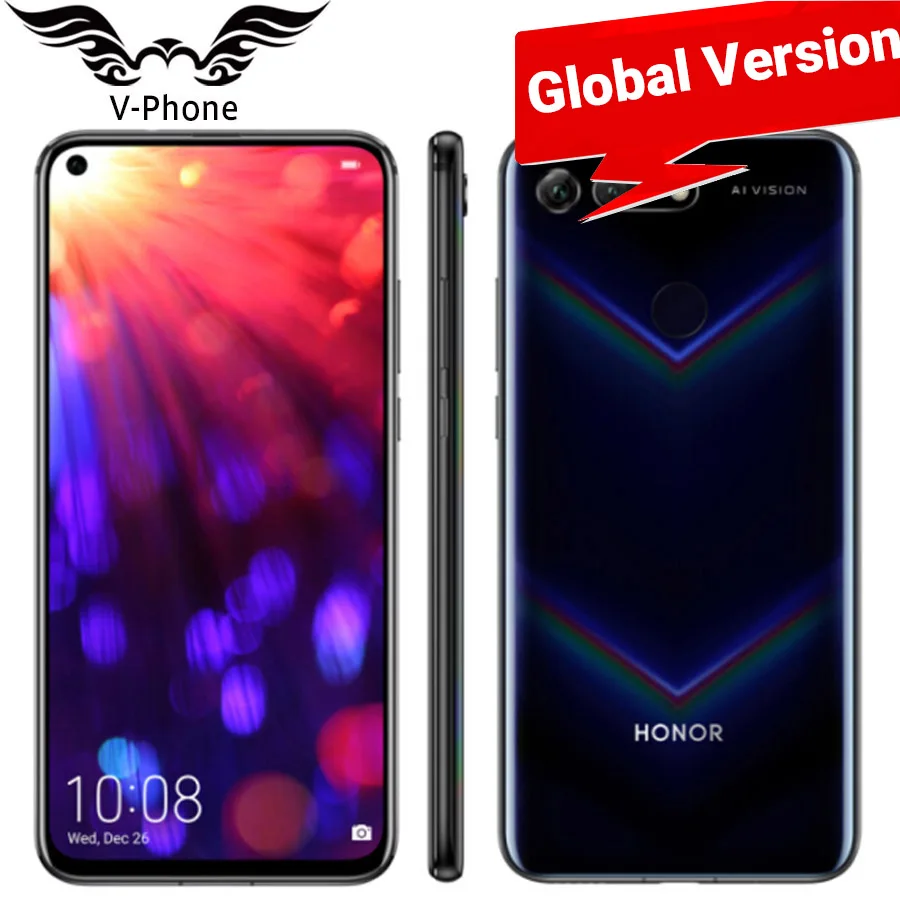 International Version Honor View 20 Mobile Phone 8GB 256GB 6.4" Kirin 980 Octa core 48MP 25MP 4000mAh 4G Android 9 Phone