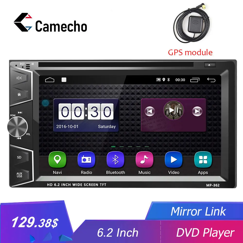 Camecho Android автомобильный мультимедийный плеер 2 Din 7 ''HD Автомобильный DVD gps радио Bluetooth Авторадио Зеркало Ссылка Wifi 2Din Аудио стерео