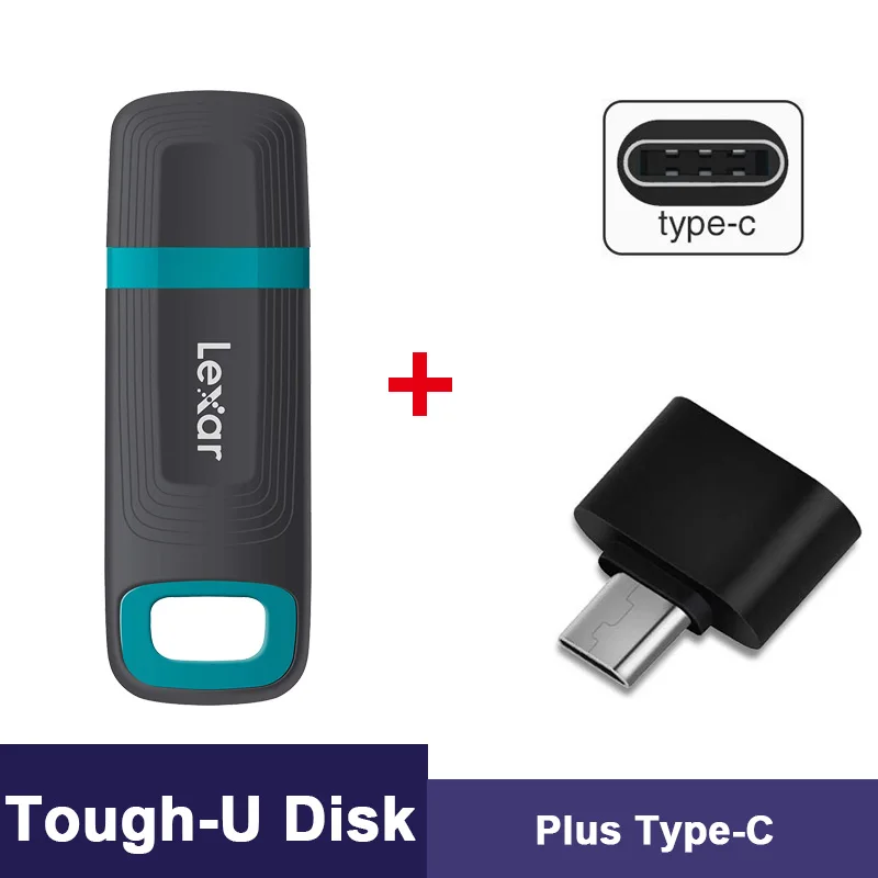 Tough-Plus-Type-C Флеш-накопитель Lexar, Animado, USB флеш-накопитель, жесткий, 64 ГБ, 128 ГБ, водонепроницаемый, ручка-накопитель 64 ГБ, карта памяти, usb 3,1, диск на ключ - Цвет: Tough-Plus-Type-C