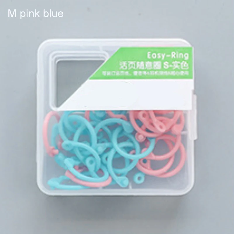 M pink blue Пластиковые Брелоки для ключей, простое кольцо, календарь, многофункциональные кольца, связующий лист, сделай сам, ремесло, цветные, 1 коробка - Цвет: M pink blue