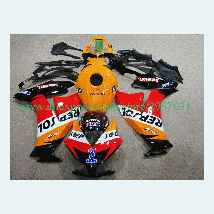 Бесплатная винты + подарки обтекатель комплект для Honda CBR 1000RR 2012 2013 2014 Оранжевый