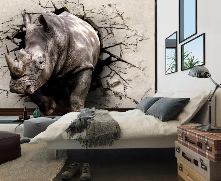 Beibehang комната ТВ фон детская комната носорог/Лев/Слон papel де parede 3d Настенные обои для стен 3d полы