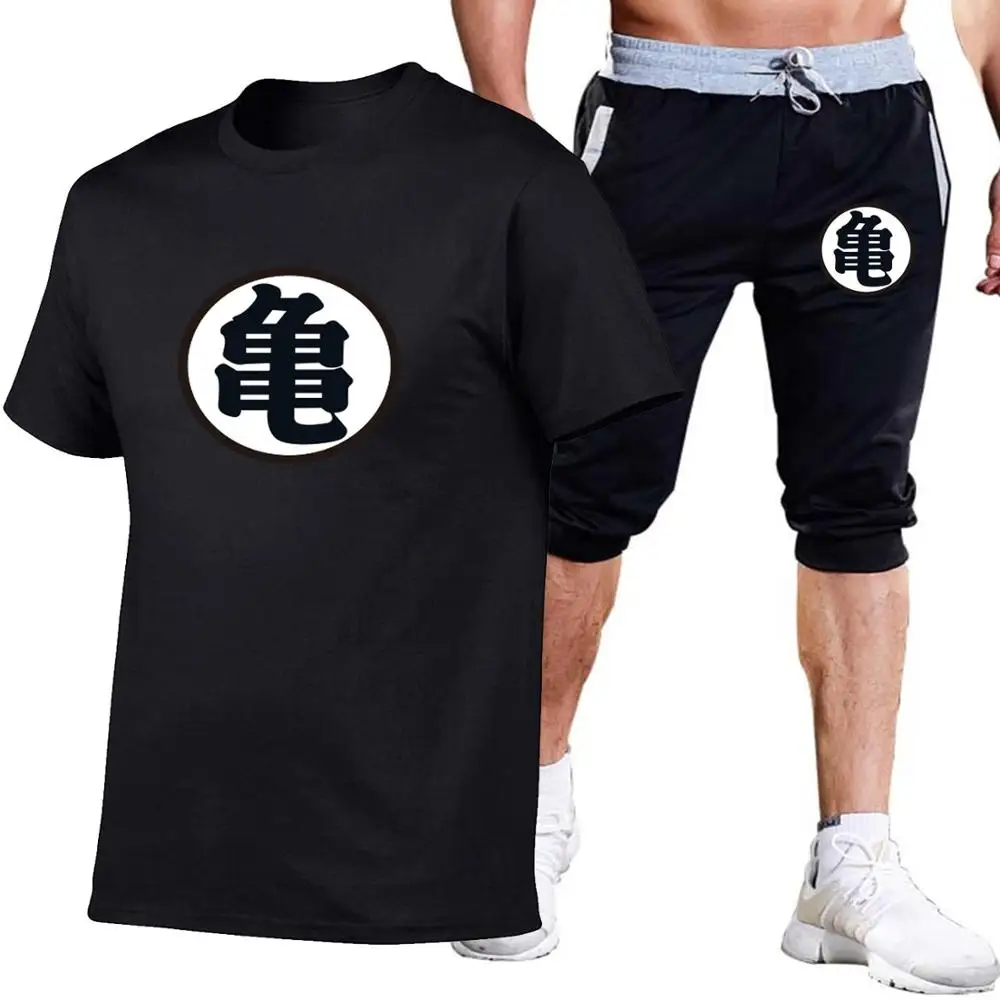 2019 модные комплекты с принтом летние мужские футболки + штаны комплект лето хит